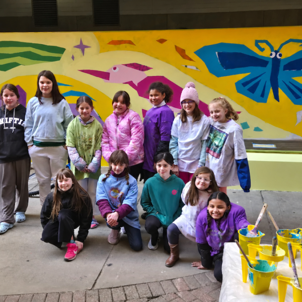 East Lansing Girl Scout Troop, MSU Art Fraternity Team up to Paint Mural